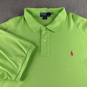Polo Ralph Lauren Shirt Men's 2XB Lime Green 100% Cotton Short Sleeve Golf